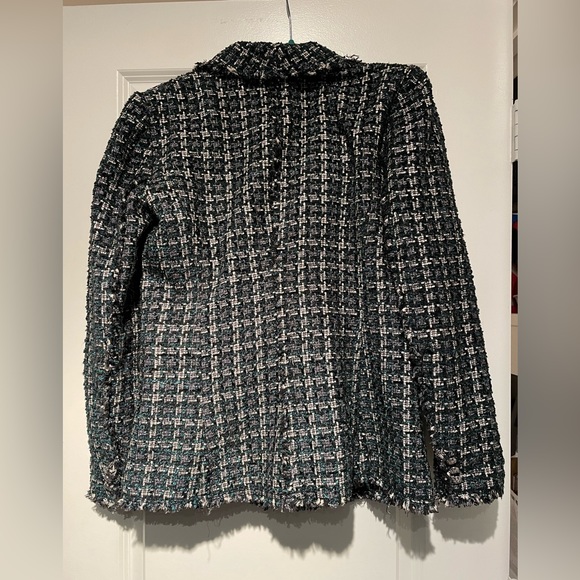 Rachel Zoe Tweed Green Tartan Plaid Blazer, Size M - Picture 7 of 8